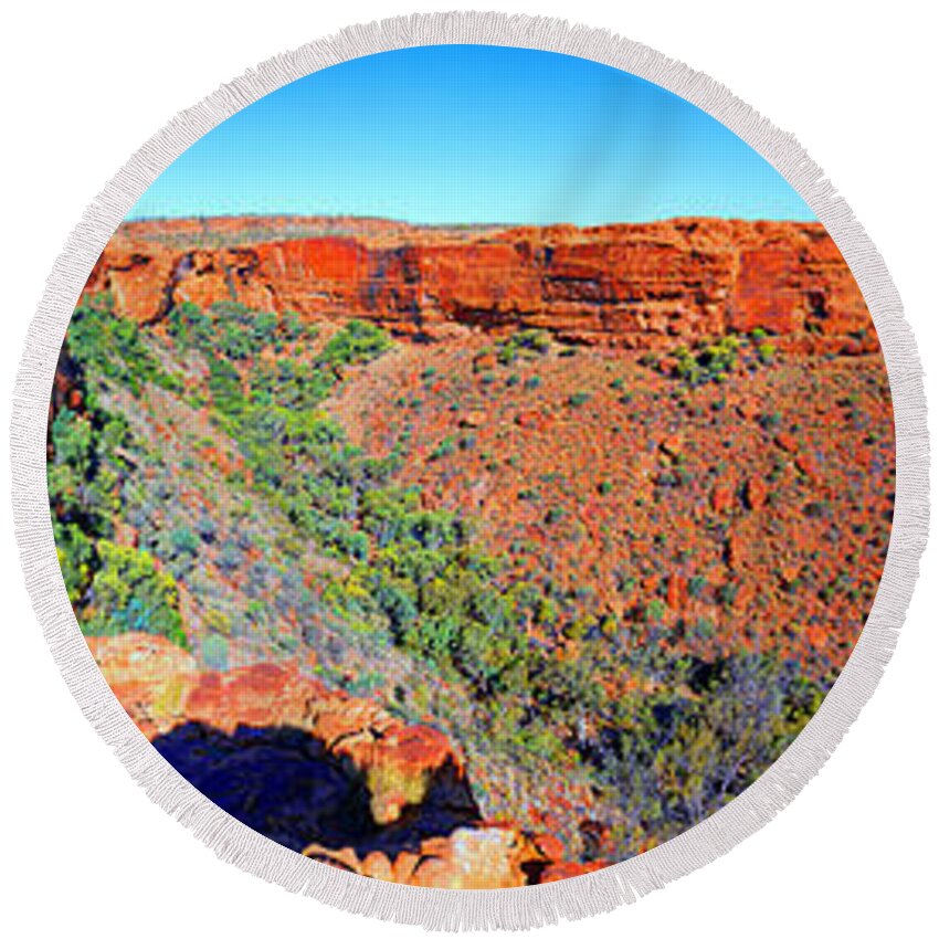 Kings Canyon Outback Landscape Central Australia Australian People Round Beach Towel featuring the photograph Kings Canyon #3 by Bill Robinson