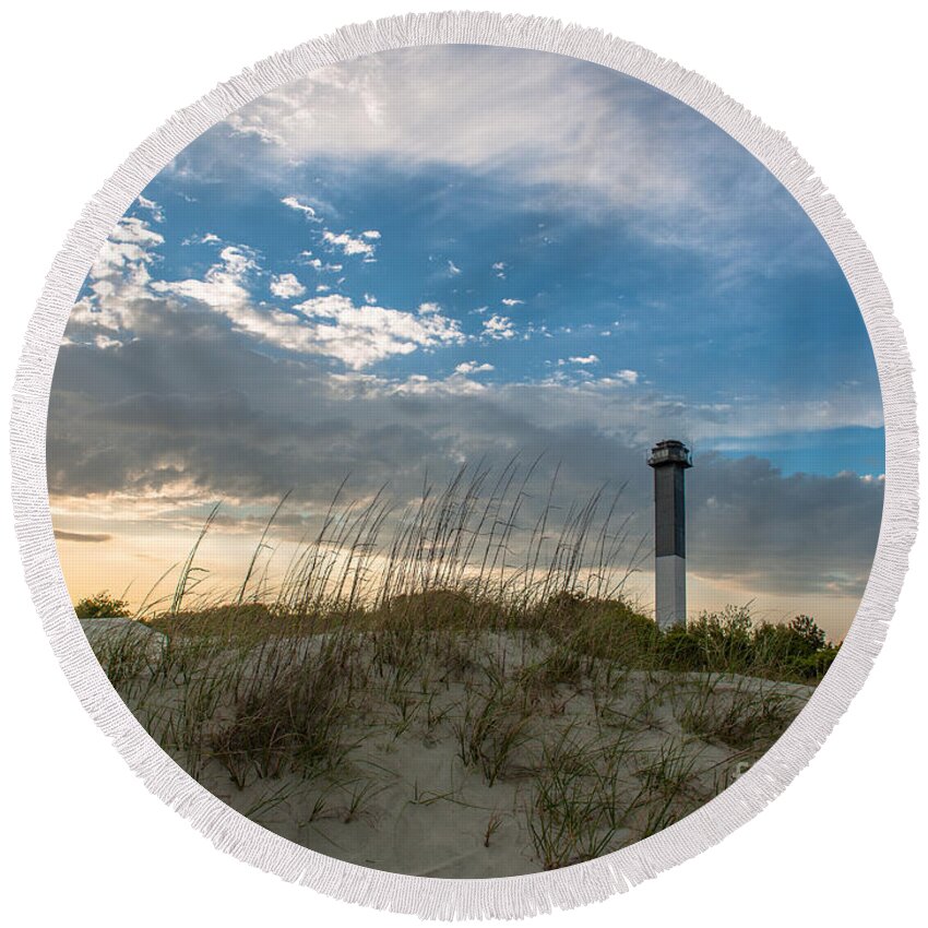 Lighthouse Round Beach Towel featuring the photograph SC Lighthouse View by Dale Powell