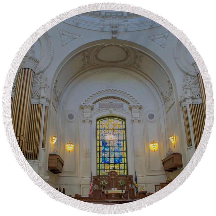 Academy Round Beach Towel featuring the photograph Naval Academy Chapel #3 by Mark Dodd