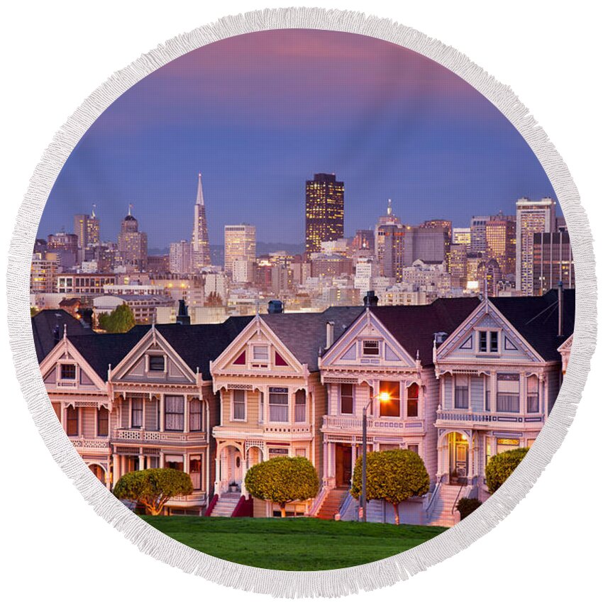 Painted Ladies Round Beach Towel featuring the photograph Painted Ladies by Brian Jannsen