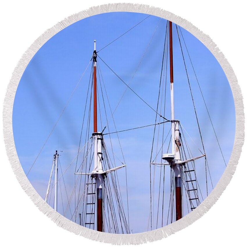 Rigging Round Beach Towel featuring the photograph Rigging #3 by Henrik Lehnerer