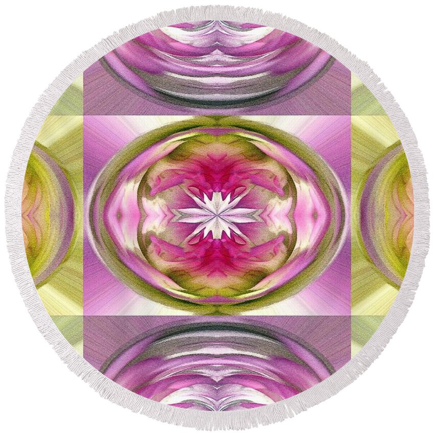 Dahlia Round Beach Towel featuring the painting Star Elite Abstract #3 by J McCombie