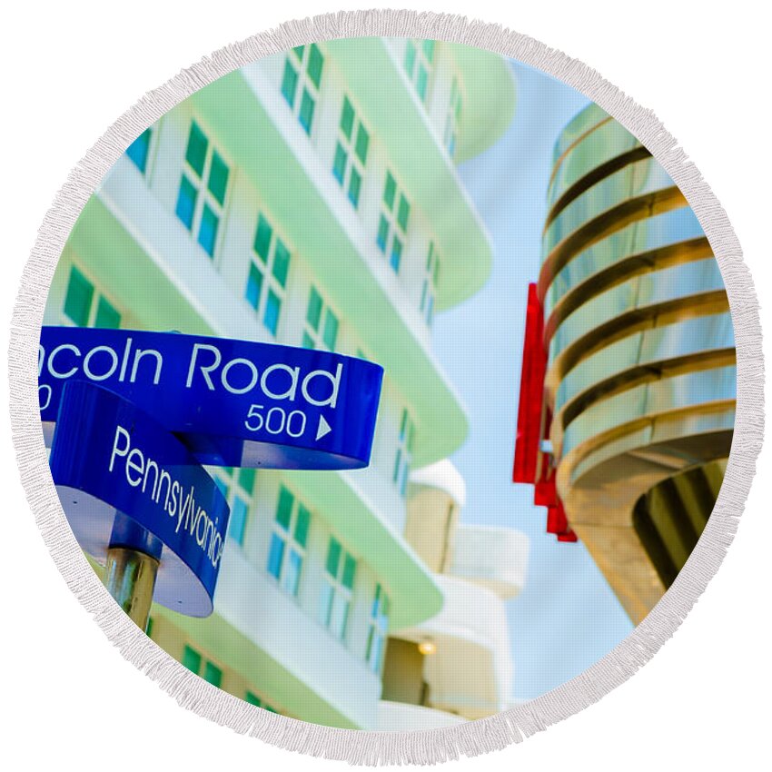 Architecture Round Beach Towel featuring the photograph Miami Beach #34 by Raul Rodriguez