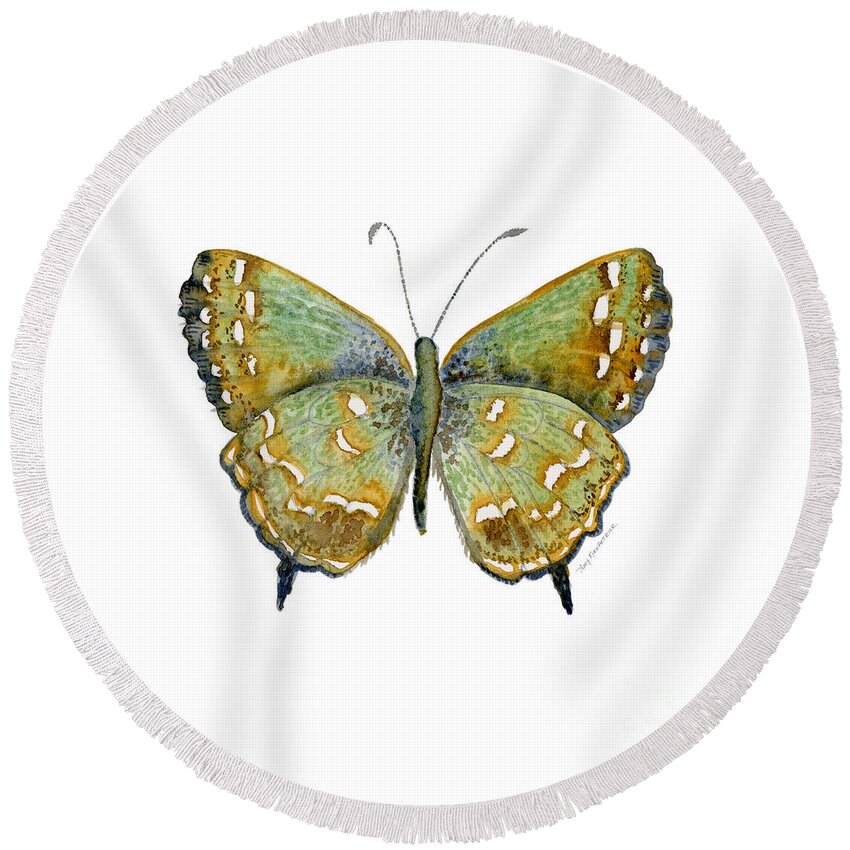Hesseli Butterfly Round Beach Towel featuring the painting 38 Hesseli Butterfly by Amy Kirkpatrick