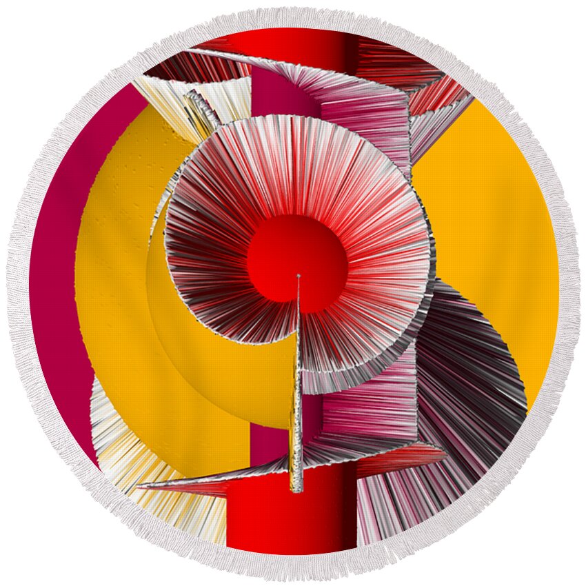 3d Round Beach Towel featuring the digital art 3D Abstract 18 by Angelina Tamez