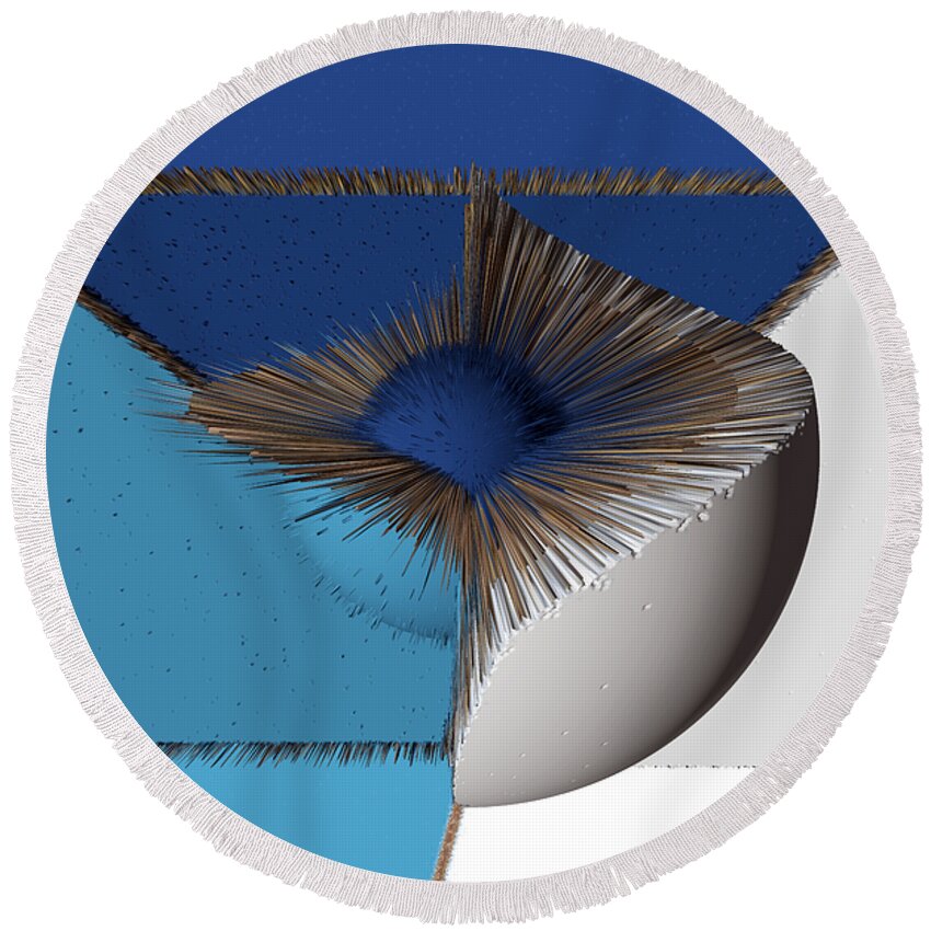 3d Round Beach Towel featuring the digital art 3D Abstract 19 by Angelina Tamez