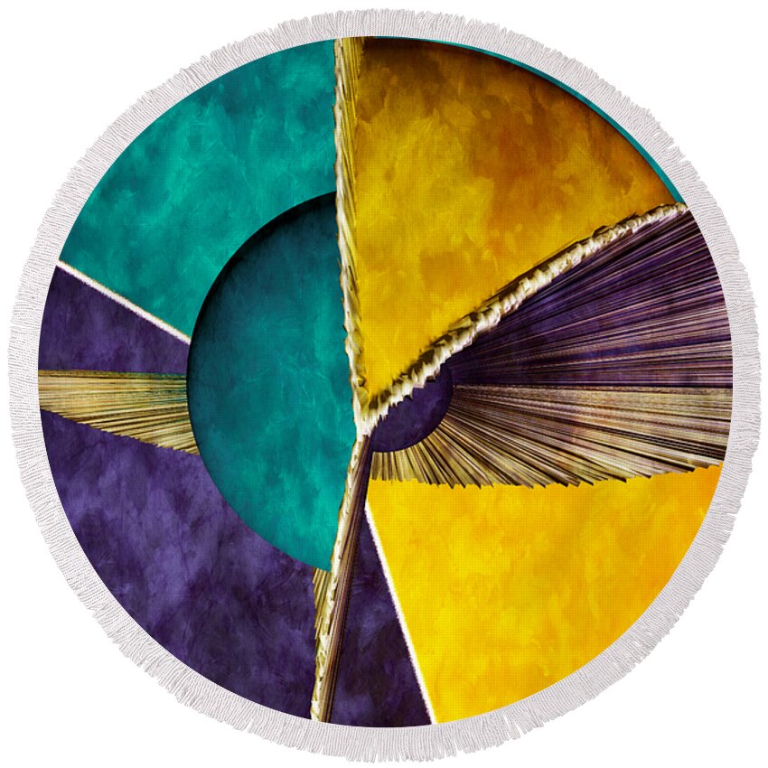 3d Round Beach Towel featuring the digital art 3D Abstract 22 by Angelina Tamez