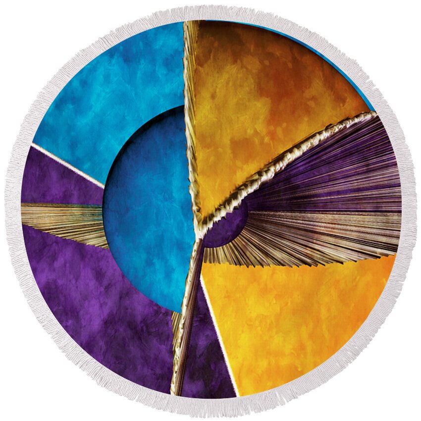 3d Round Beach Towel featuring the digital art 3D Abstract 23 by Angelina Tamez