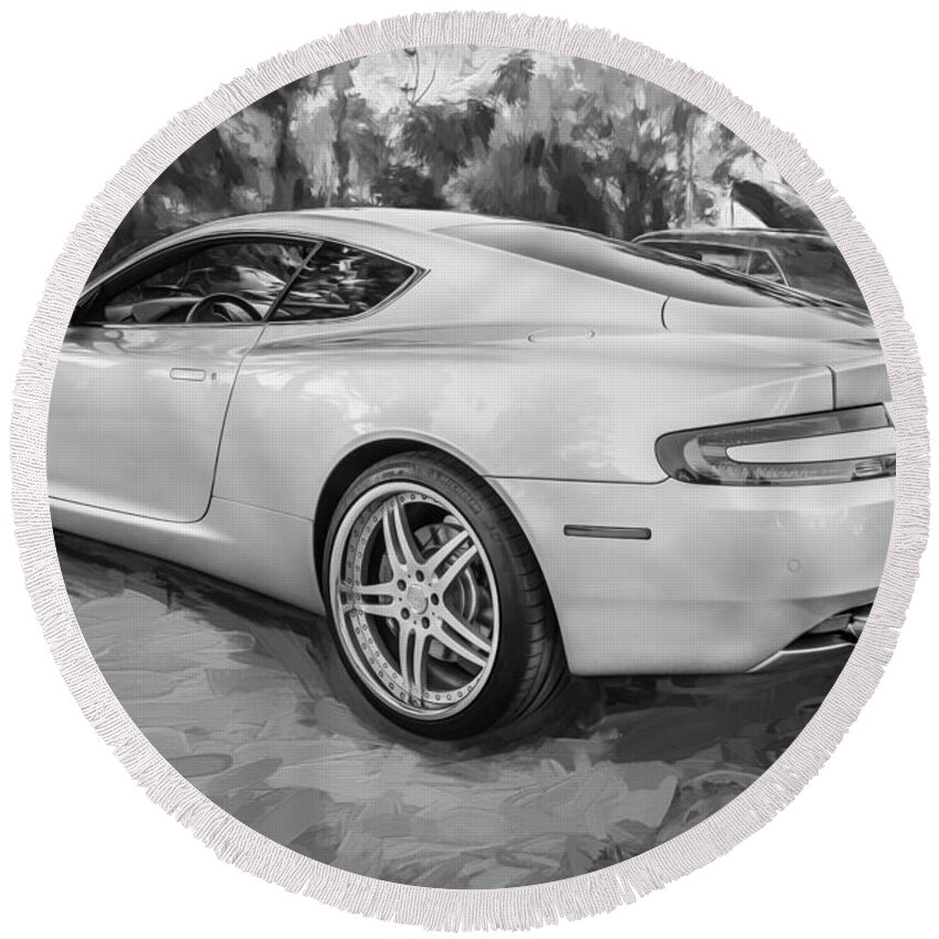 2007 Aston Martin Round Beach Towel featuring the photograph 2007 Aston Martin DB9 Coupe Painted BW #4 by Rich Franco