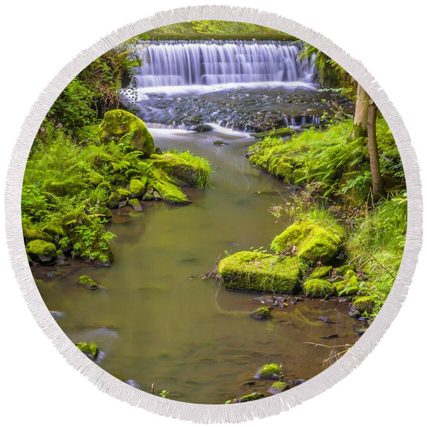Airedale Round Beach Towel featuring the photograph Goit Stock Waterfall #4 by Mariusz Talarek