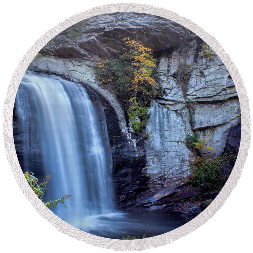 Looking Glass Falls Round Beach Towel featuring the photograph Looking Glass Falls #4 by Lynne Jenkins
