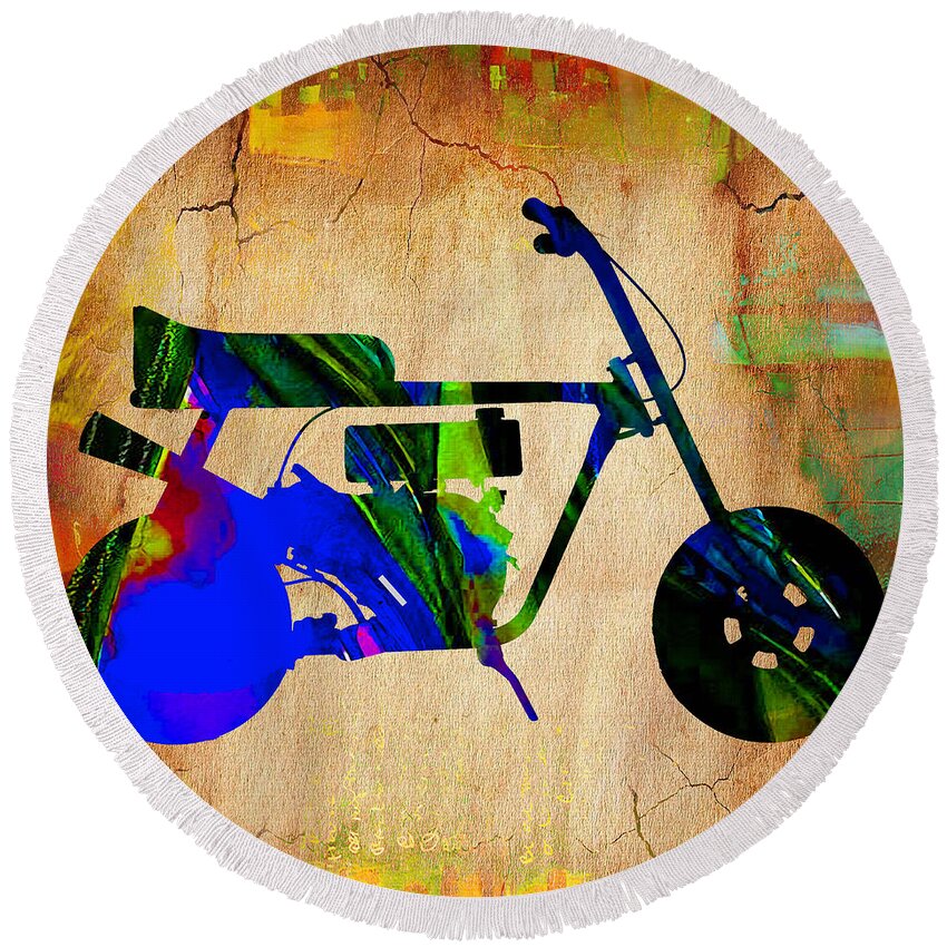 Mini Bike Round Beach Towel featuring the mixed media Mini Bike #4 by Marvin Blaine