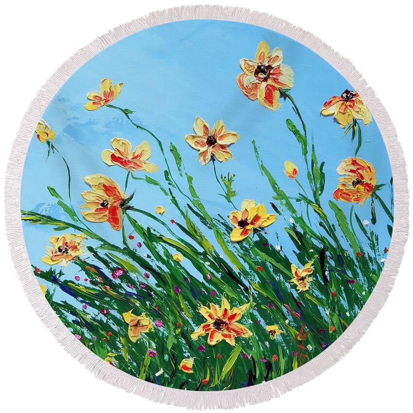 Spring Round Beach Towel featuring the painting Untitled #4 by Meaghan Troup