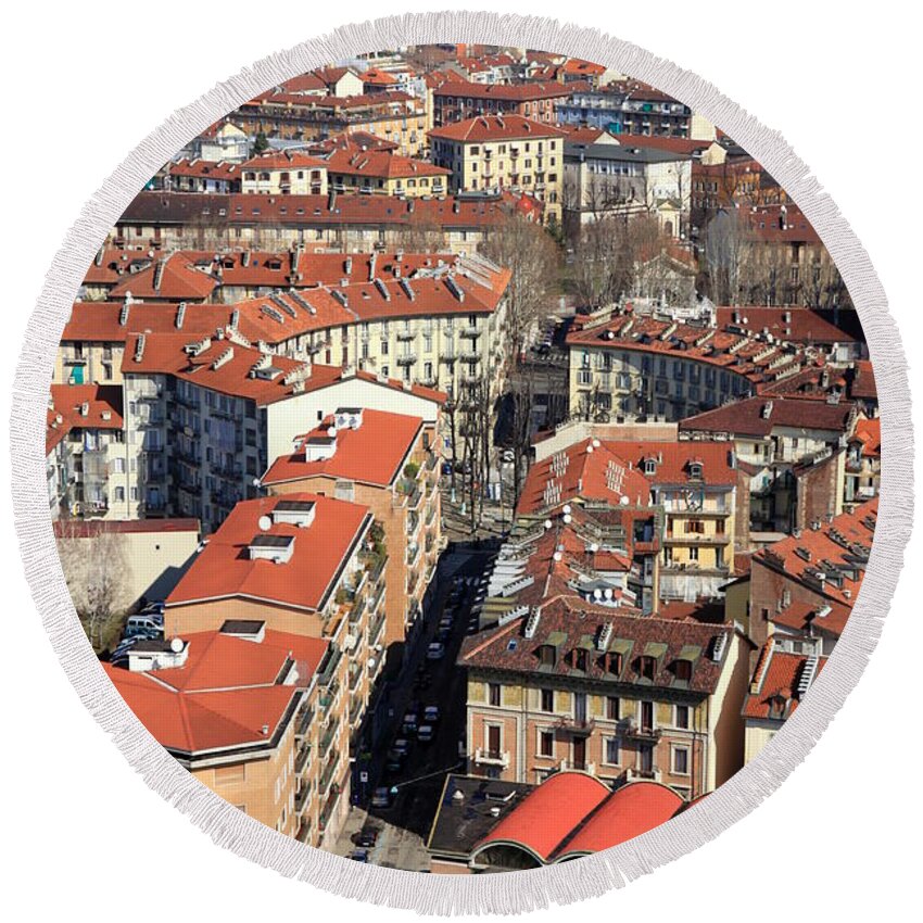 Torino Round Beach Towel featuring the photograph View of Turin #4 by Valentino Visentini