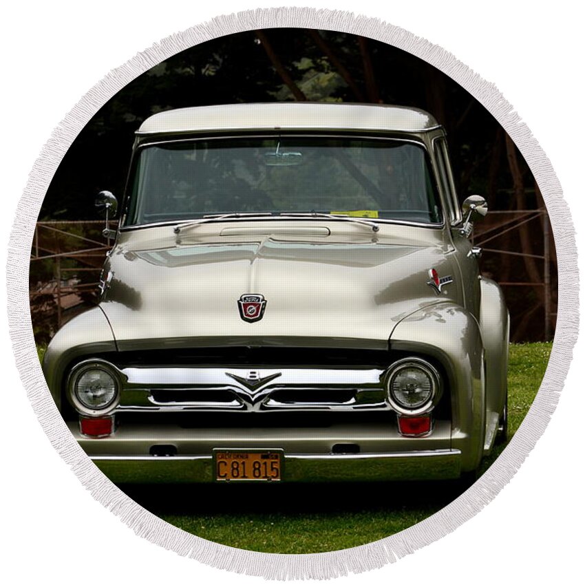 Ford Round Beach Towel featuring the photograph Classic Ford Pickup #5 by Dean Ferreira