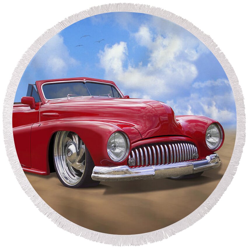 1948 Buick Round Beach Towel featuring the photograph 48 Buick Convertible by Mike McGlothlen