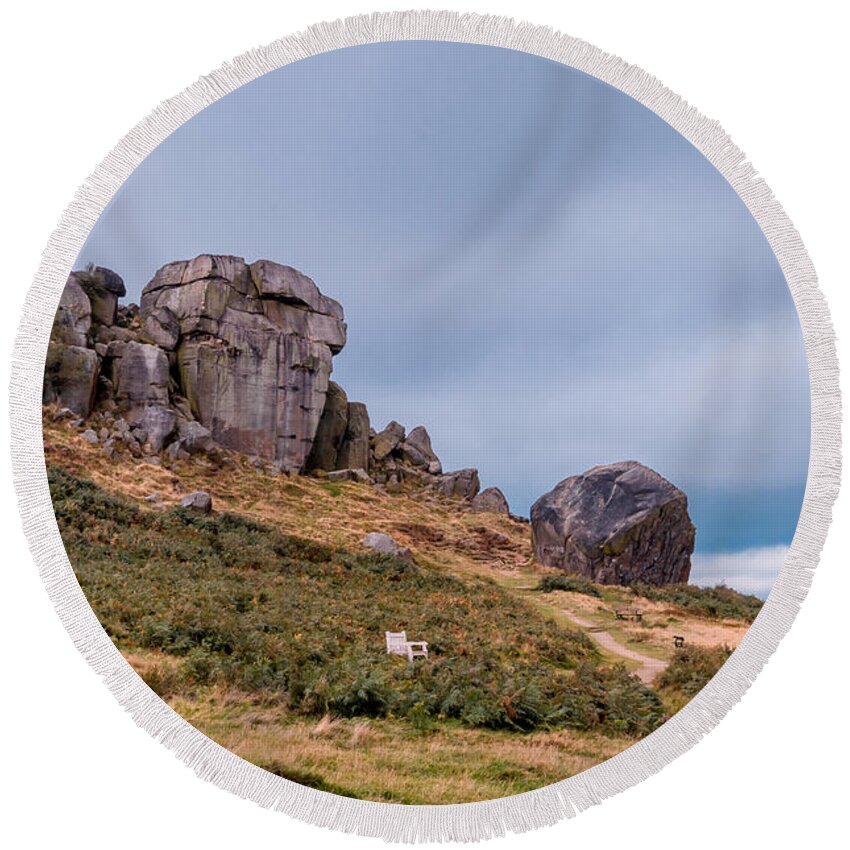 Airedale Round Beach Towel featuring the photograph Cow and Calf Rocks #5 by Mariusz Talarek