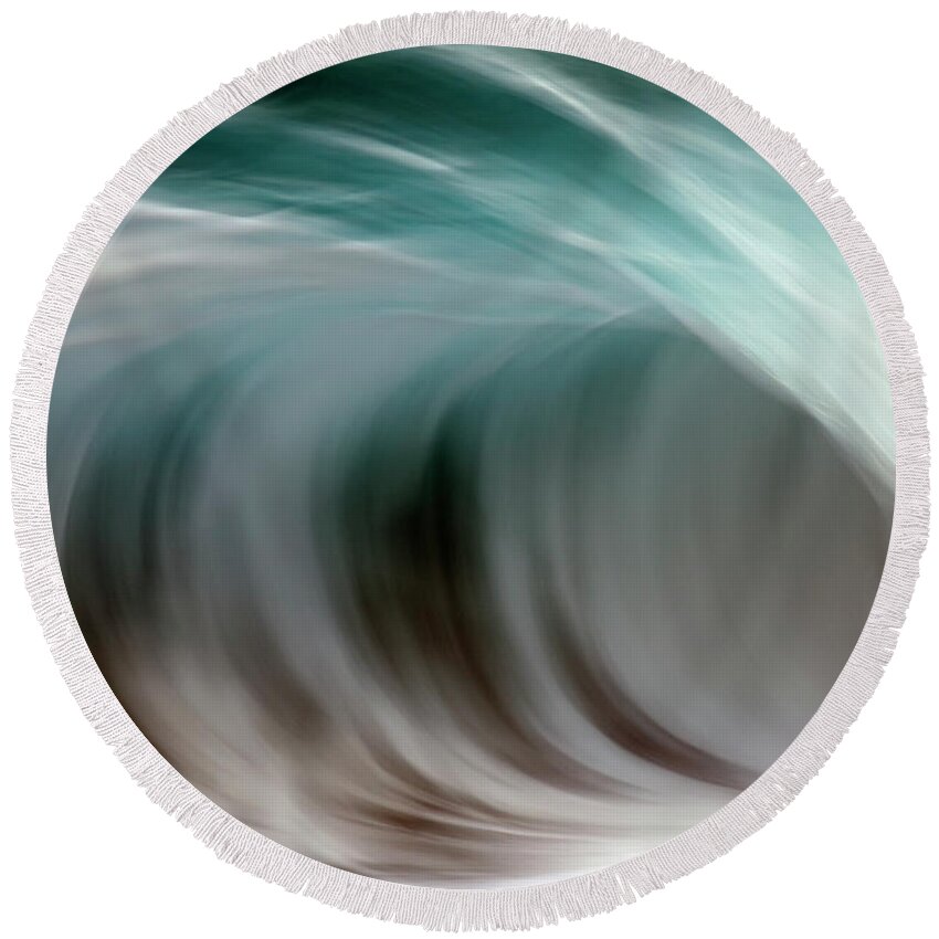 Artwork Round Beach Towel featuring the photograph Ocean Wave Blurred By Motion Hawaii #5 by Vince Cavataio