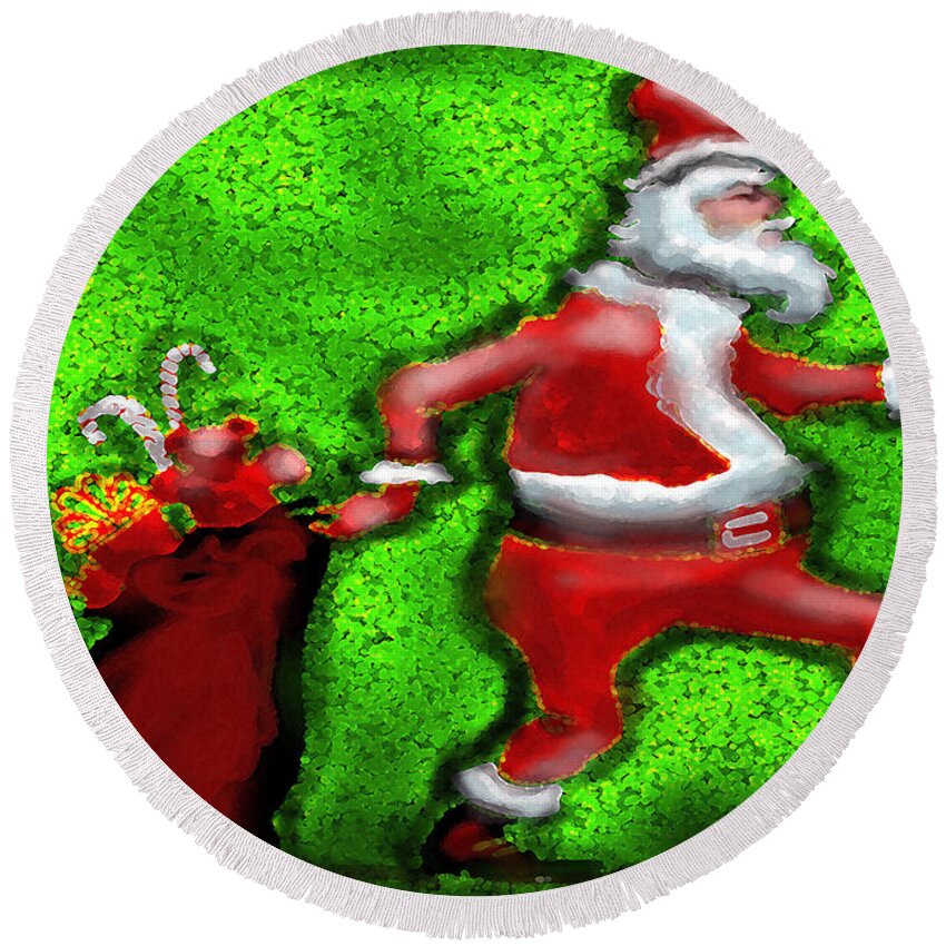 Santa Claus Round Beach Towel featuring the painting Santa Claus #2 by Kevin Middleton
