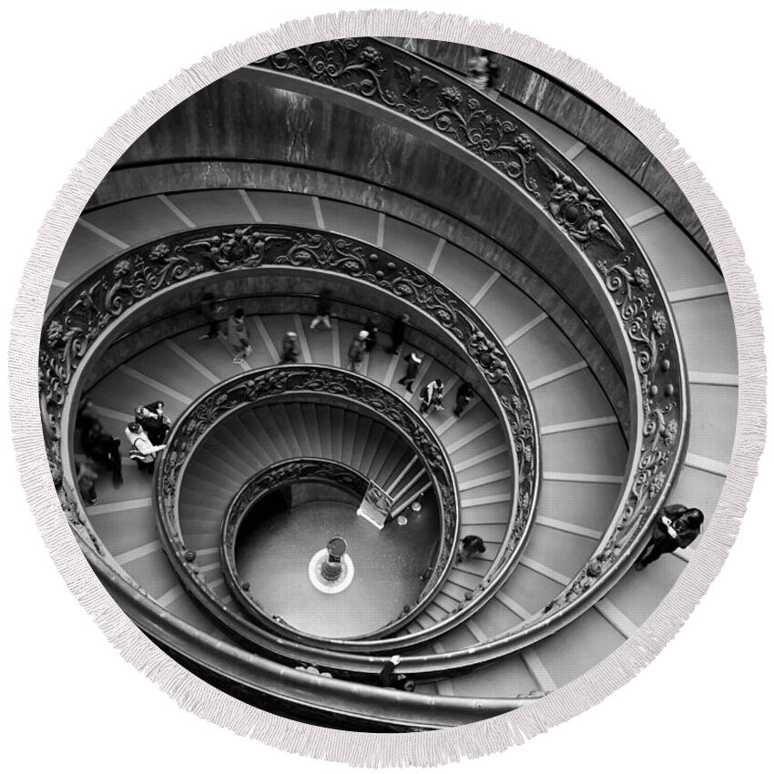 2013. Round Beach Towel featuring the photograph The Vatican Stairs #3 by Jouko Lehto