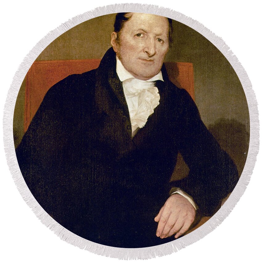 1822 Round Beach Towel featuring the painting Eli Whitney (1765-1825) #6 by Granger