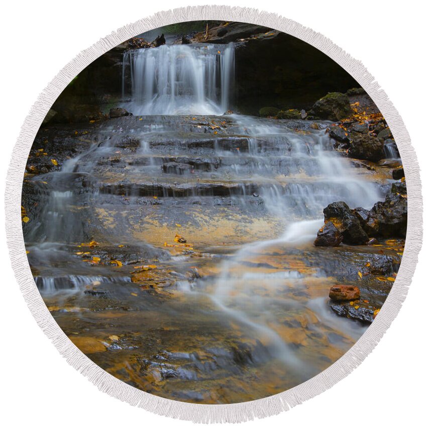 Autumn Round Beach Towel featuring the photograph Horseshoe Falls #6 by Jack R Perry
