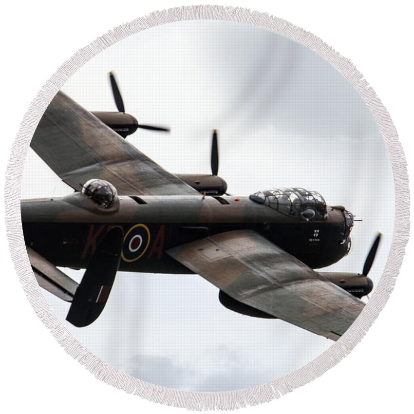 Avro Round Beach Towel featuring the photograph Lancaster Bomber #6 by Airpower Art