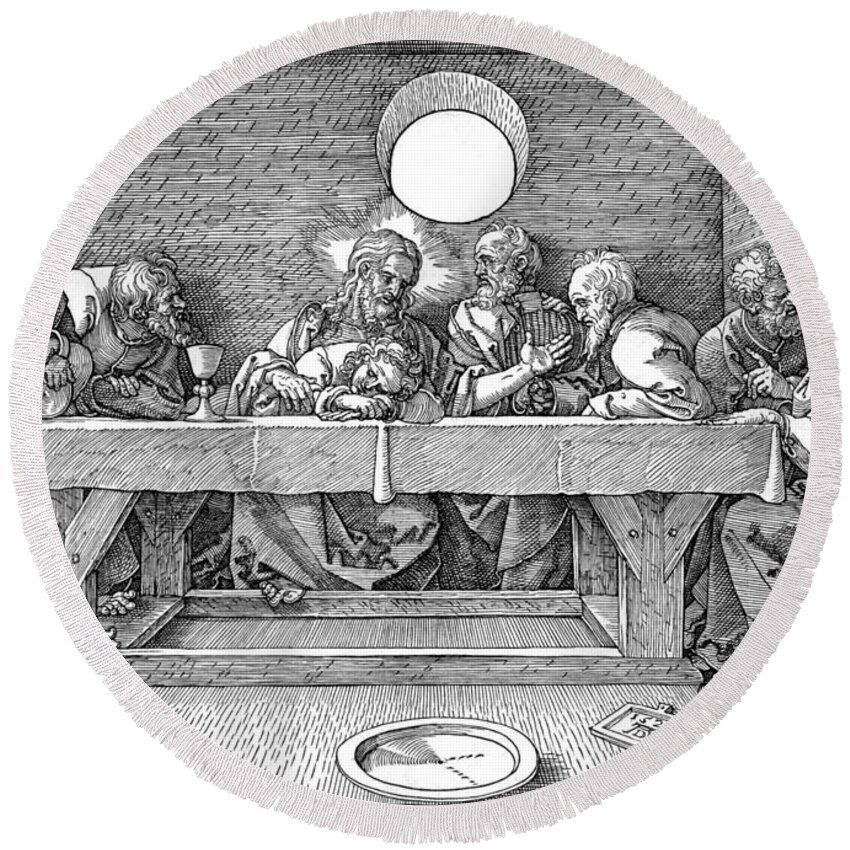 1523 Round Beach Towel featuring the painting The Last Supper #6 by Granger