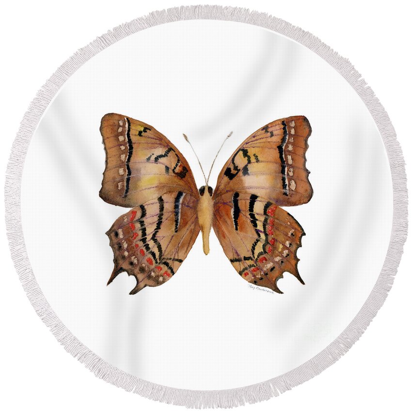 Galaxia Butterfly Round Beach Towel featuring the painting 62 Galaxia Butterfly by Amy Kirkpatrick