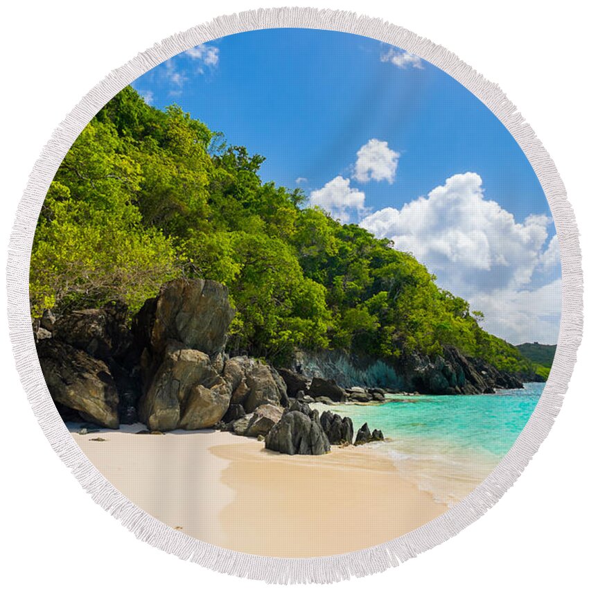 Caribbean Round Beach Towel featuring the photograph Beautiful Caribbean beach #7 by Raul Rodriguez