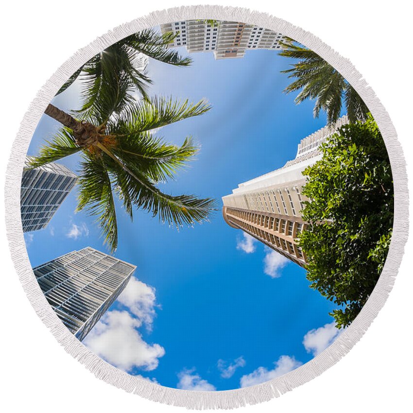 Architecture Round Beach Towel featuring the photograph Downtown Miami #7 by Raul Rodriguez