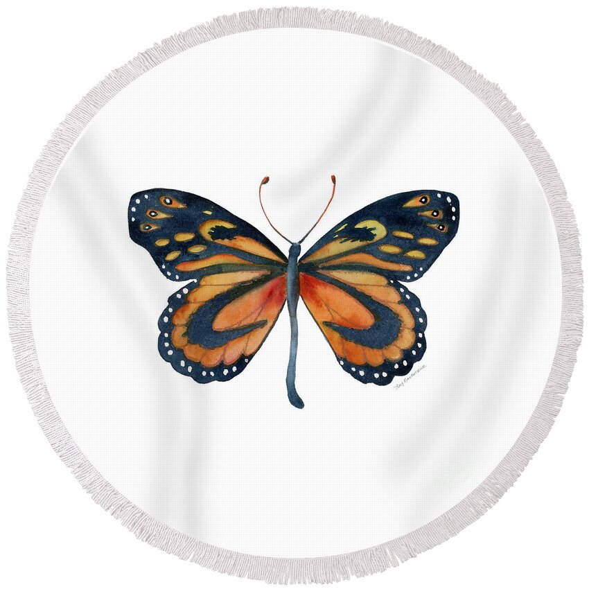 Cleobaea Butterfly Round Beach Towel featuring the painting 72 Cleobaea Butterfly by Amy Kirkpatrick