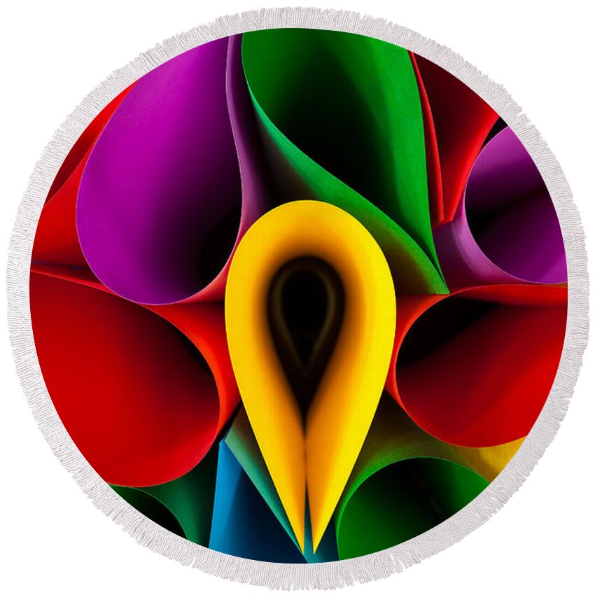 Color Paper Round Beach Towel featuring the photograph Colorful Abstract #8 by Raul Rodriguez