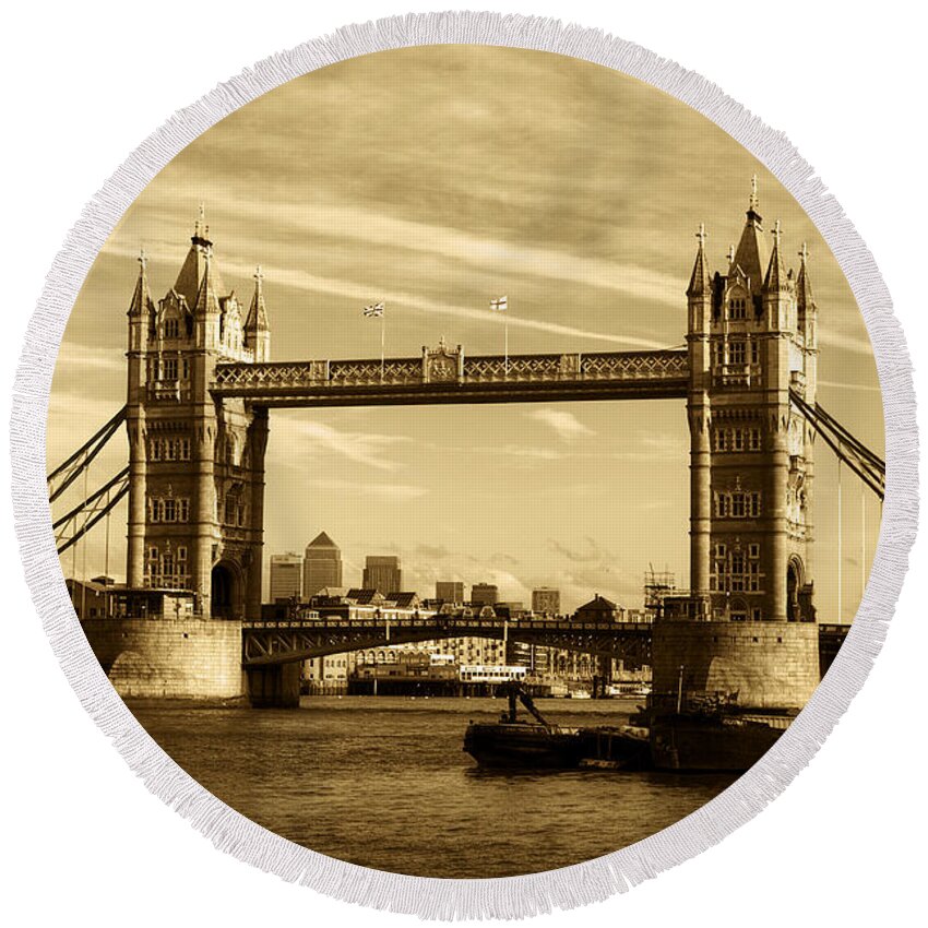 Tower Bridge Round Beach Towel featuring the photograph Tower Bridge #8 by Chris Day