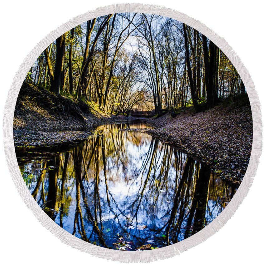 Stream Round Beach Towel featuring the photograph Treasure Of Leaves #8 by Michael Arend