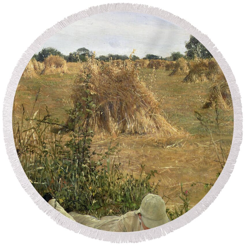 Sheaf Round Beach Towel featuring the painting 94 Degrees In The Shade, 1876 by Lawrence Alma-Tadema