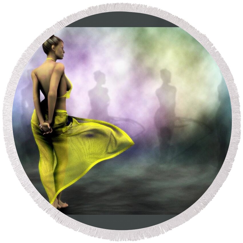 Shadows Round Beach Towel featuring the digital art A Conference of Shadows by Kaylee Mason