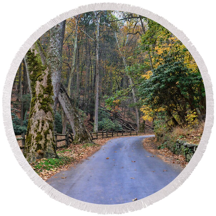 Paul Ward Round Beach Towel featuring the photograph A Drive in the Country by Paul Ward