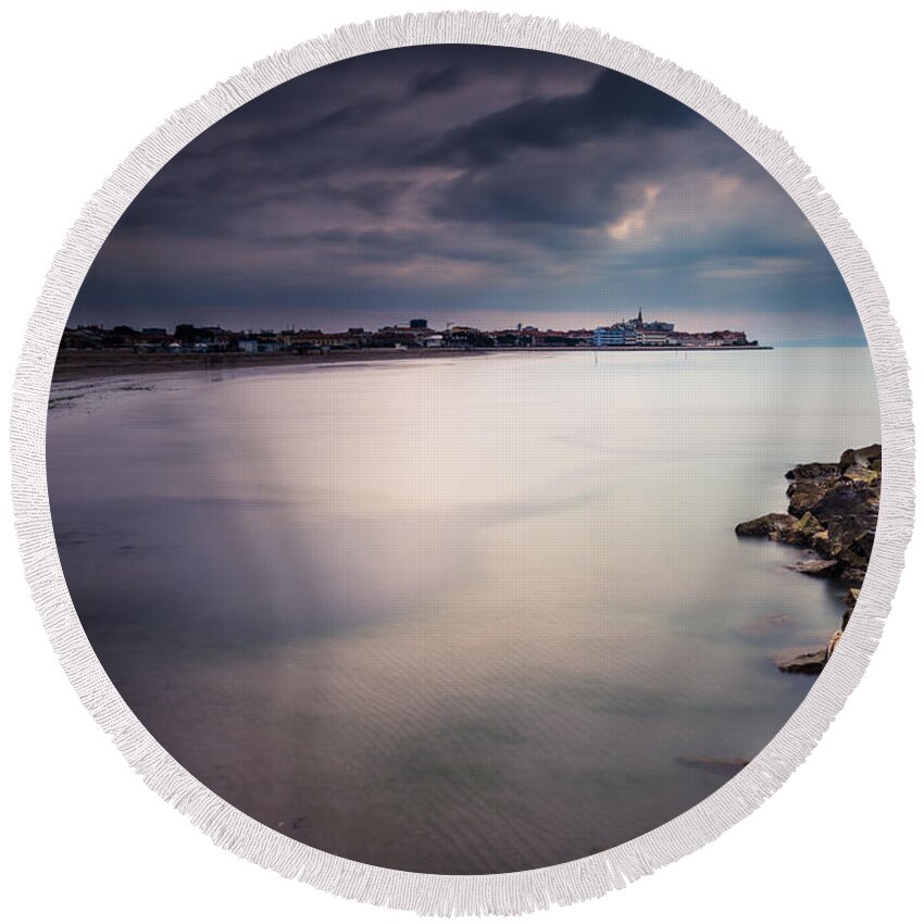 Adria Round Beach Towel featuring the photograph a look at Grado by Hannes Cmarits