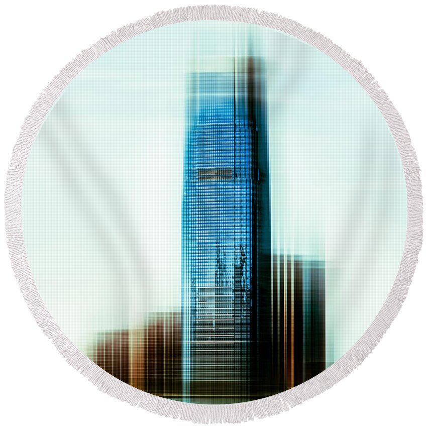 Nyc Round Beach Towel featuring the photograph A look to New Jersey II - steel by Hannes Cmarits