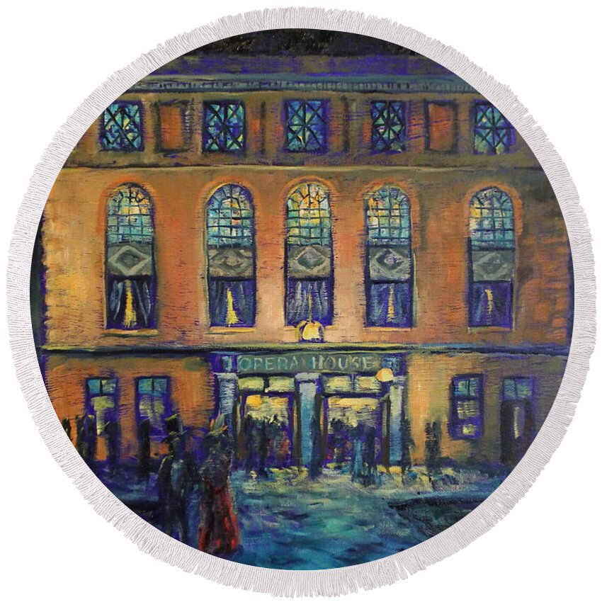 Sheboygan Round Beach Towel featuring the painting A night at the opera by Daniel W Green