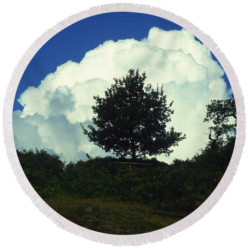 Tree Round Beach Towel featuring the photograph A Tree in a Cloud by Gordon James