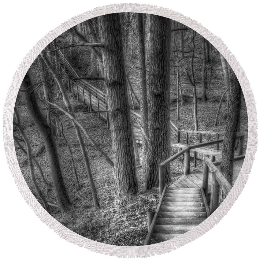 Trees Round Beach Towel featuring the photograph A Walk Through the Woods by Scott Norris