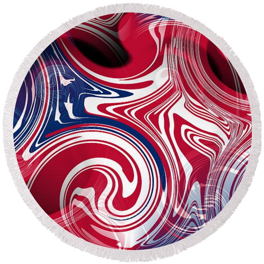 Flag Round Beach Towel featuring the digital art Abstract American Flag by Ron Hedges