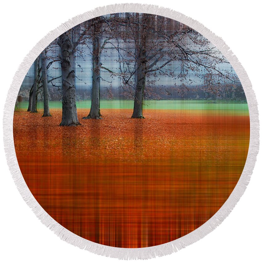 Abstract Round Beach Towel featuring the photograph abstract atumn II by Hannes Cmarits