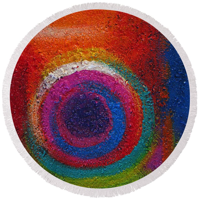 Abstract Round Beach Towel featuring the painting Abstract Colors Two by Lance Headlee