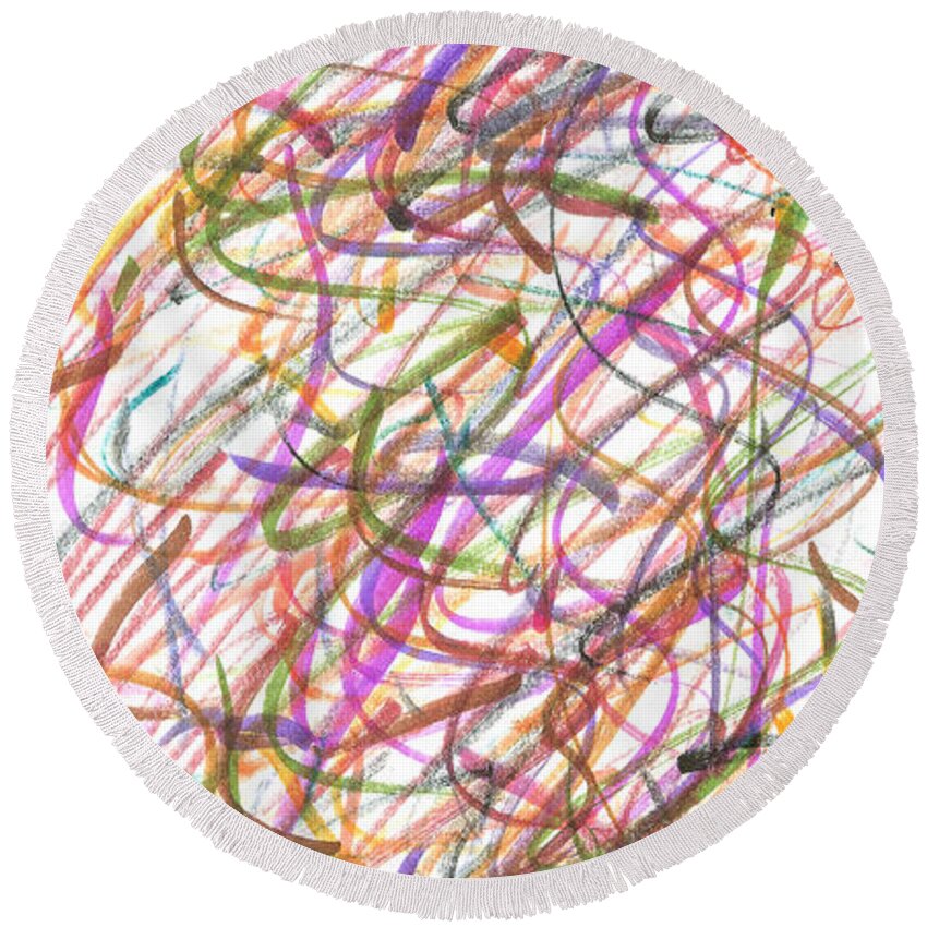 Abstract Round Beach Towel featuring the drawing Abstract Confetti Celebration by Joseph Baril