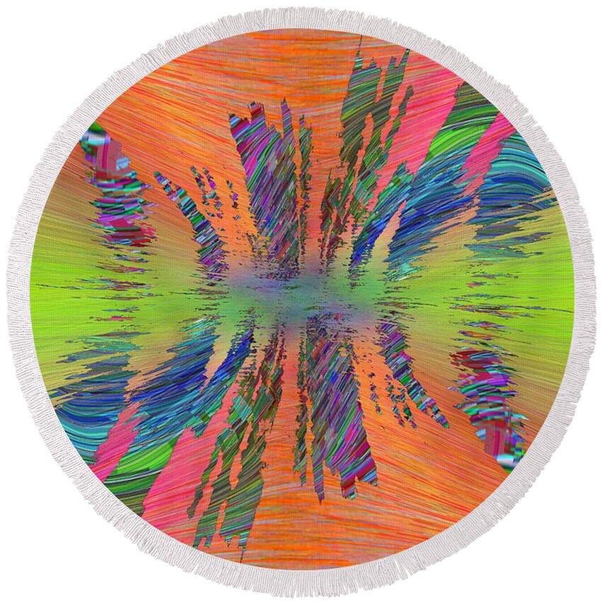 Abstract Round Beach Towel featuring the digital art Abstract Cubed 168 by Tim Allen