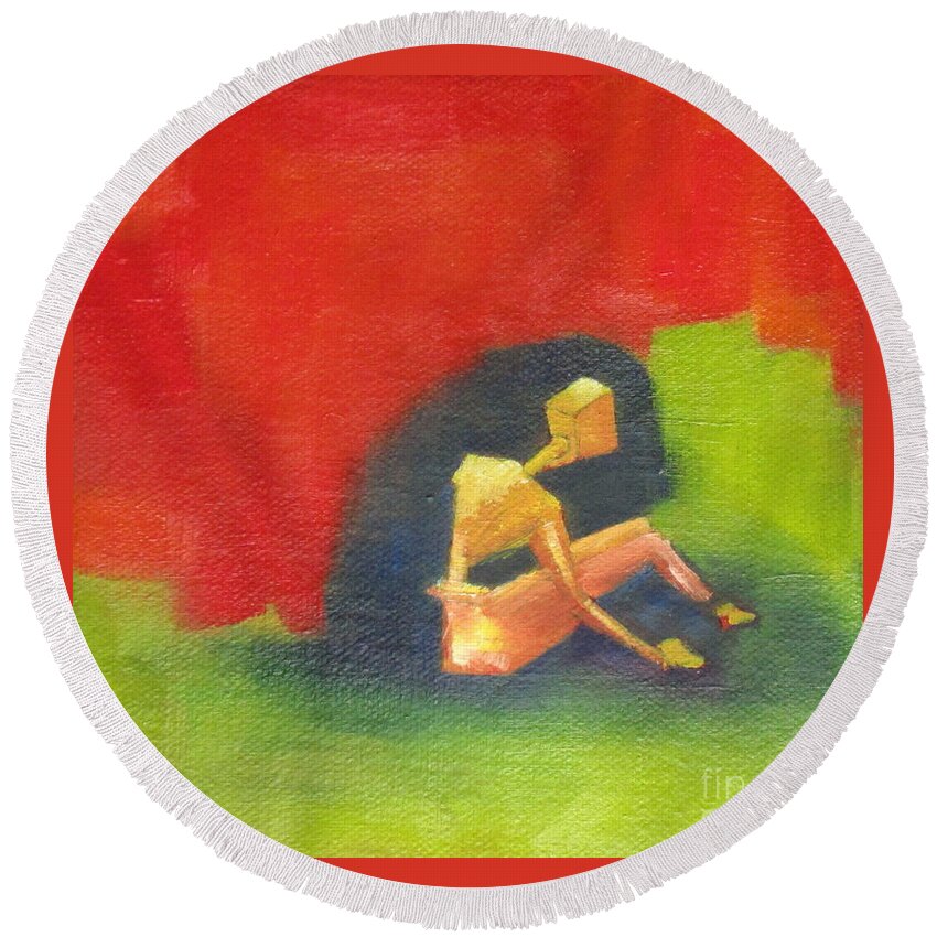 Human Round Beach Towel featuring the painting Abstract Expressionist III by Patricia Cleasby