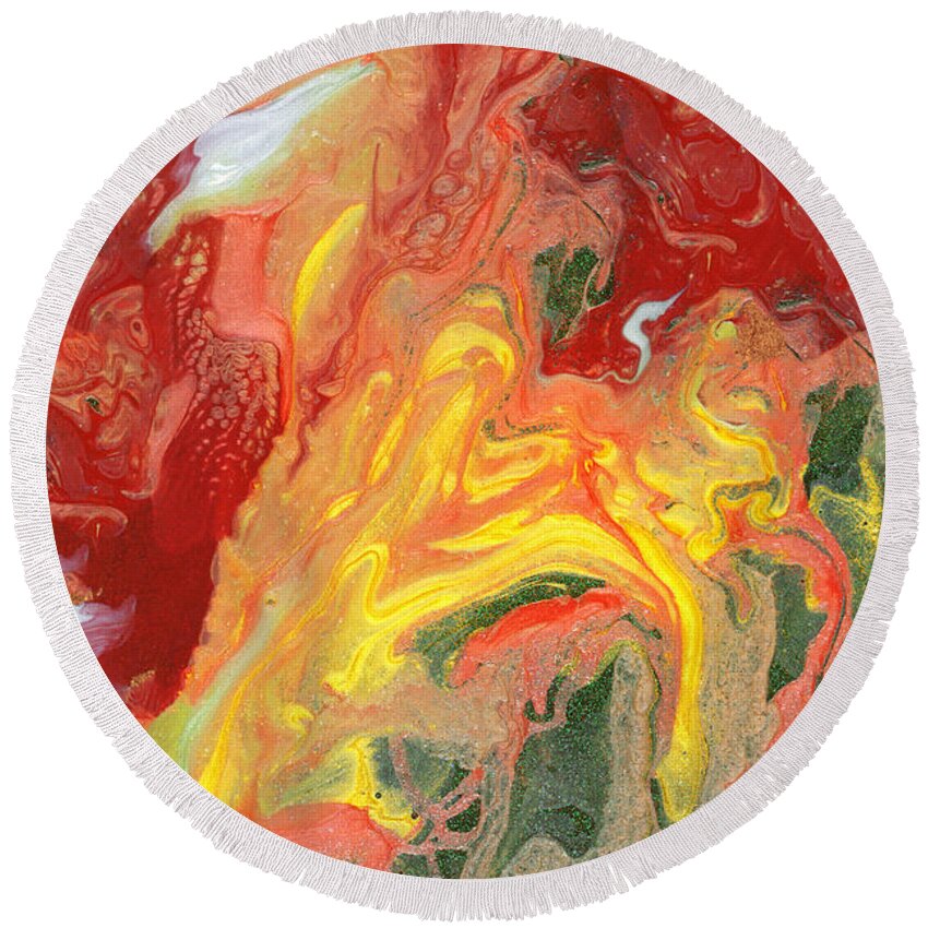 Abstract Round Beach Towel featuring the photograph Abstract - Nail Polish - In a state of flux by Mike Savad